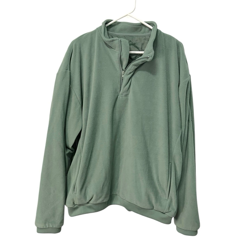 Walter Hagen XL Sage‎ Green Fleece Quarter Zip Pullover Mock Neck Golf Sweater
